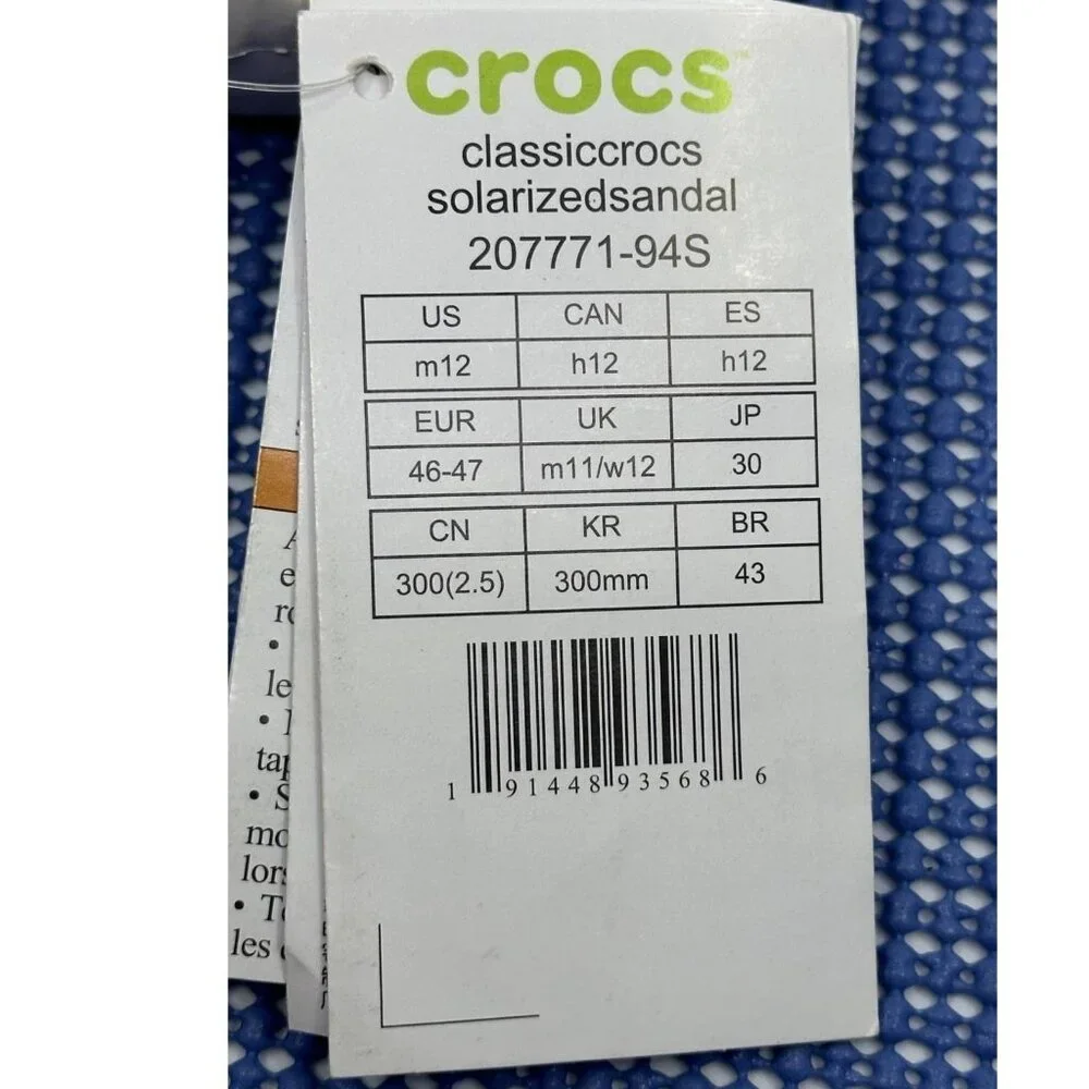 Crocs Classic Solarized Sandal Mens 12 White Multi New‎ Ombre Slides 207771-94S